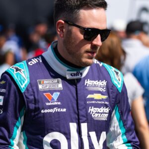 Feb 15, 2026; Daytona Beach, Florida, USA; NASCAR Cup Series driver Alex Bowman (48) during the 68th running of the Daytona 500 at Daytona International Speedway