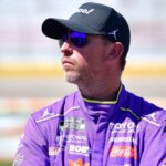 Mar 14, 2026; Las Vegas, Nevada, USA; Joe Gibbs Racing driver Denny Hamlin (11) during qualifying at Las Vegas Motor Speedway