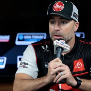 Adam Stevens, crew chief for Christopher Bell ( 20 Joe Gibbs Racing Rheem Toyota) answers a question