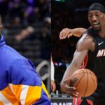 Dwyane Wade (L), Bam Adebayo (R)