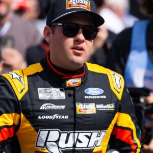 Feb 15, 2026; Daytona Beach, Florida, USA; NASCAR Cup Series driver Noah Gragson (4) during the 68th running of the Daytona 500 at Daytona International Speedway.