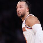 Mar 4, 2026; New York, New York, USA; New York Knicks guard Jalen Brunson (11) looks back during the first half against the Oklahoma City Thunder at Madison Square Garden.