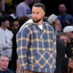 Golden State Warriors guard Stephen Curry (30) stands on the court during a time out during the fourth quarter against the New York Knicks at Madison Square Garden.