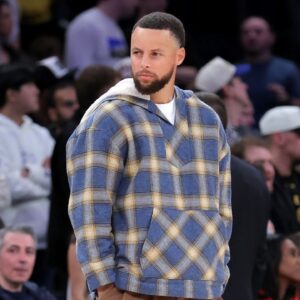 Golden State Warriors guard Stephen Curry (30) stands on the court during a time out during the fourth quarter against the New York Knicks at Madison Square Garden.