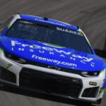 Mar 15, 2026; Las Vegas, Nevada, USA; Spire Motorsports driver Daniel Suarez (7) during the Pennzoil 400 at Las Vegas Motor Speedway.