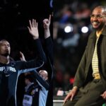 (L) Victor Wembanyama (R) Carmelo Anthony