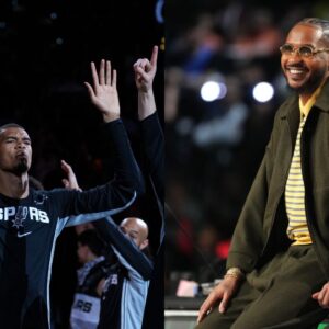 (L) Victor Wembanyama (R) Carmelo Anthony