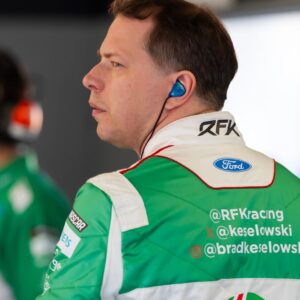 Feb 13, 2026; Daytona Beach, Florida, USA; NASCAR Cup Series driver Brad Keselowski during practice for the Daytona 500 at Daytona International Speedway.