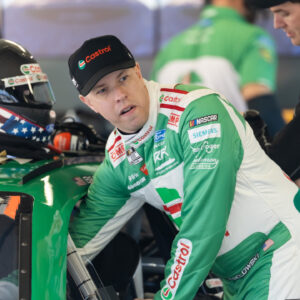 Feb 13, 2026; Daytona Beach, Florida, USA; NASCAR Cup Series driver Brad Keselowski during practice for the Daytona 500 at Daytona International Speedway. Mandatory Credit: Mark J. Rebilas-Imagn Images