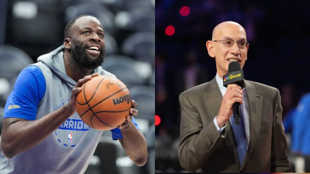 Draymond Green (L), Adam Silver (R)