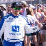 Mar 22, 2026; Darlington, South Carolina, USA; Roush Fenway Keselowski Racing Chris Buescher (17) comes out for the Goodyear 400 at Darlington Raceway.