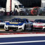 Mar 1, 2026; Austin, Texas, USA; NASCAR Cup Series driver Chase Elliott (9) leads NASCAR Cup Series driver Ty Dillon (10) through turn 15 during the NASCAR Cup Series Duramax Texas Grand Prix Powered by RelaDyne at Circuit of the Americas.