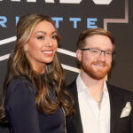 Nov 22, 2024; Charlotte, NC, USA; NASCAR Cup Series driver Tyler Reddick (45) and his wife Alexa during the NASCAR Awards Banquet at Charlotte Convention Center. Mandatory Credit: Jim Dedmon-Imagn Images
