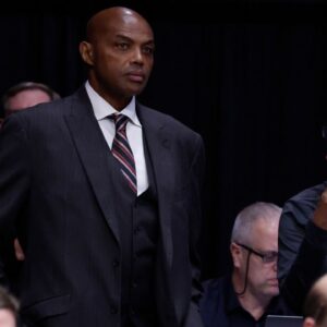 Sports analyst and former NBA player Charles Barkley watches the game between the UMBC Retrievers and the Howard Bison during a first four game of the men's 2026 NCAA Tournament at University of Dayton Arena