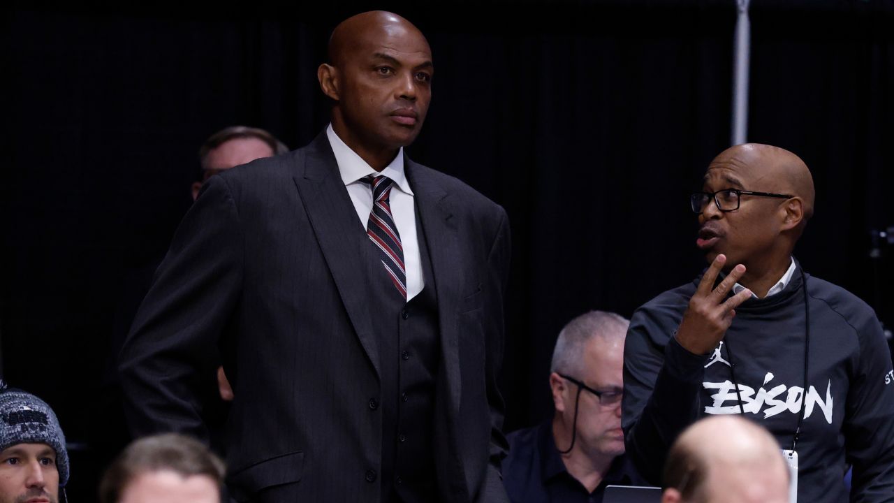 Sports analyst and former NBA player Charles Barkley watches the game between the UMBC Retrievers and the Howard Bison during a first four game of the men's 2026 NCAA Tournament at University of Dayton Arena