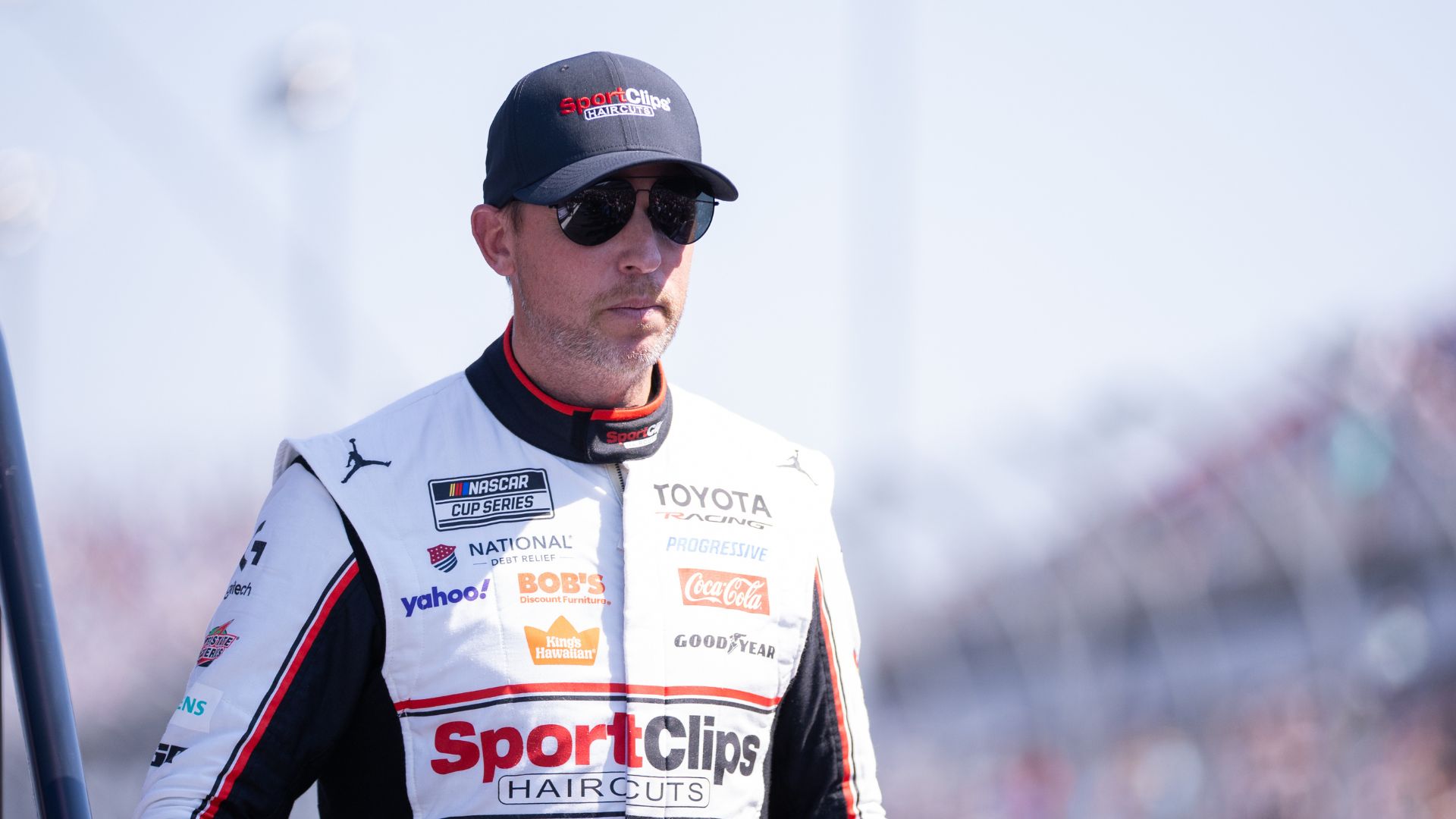 Mar 22, 2026; Darlington, South Carolina, USA; Joe Gibbs Racing Denny Hamlin (11) comes out for the Goodyear 400 at Darlington Raceway.