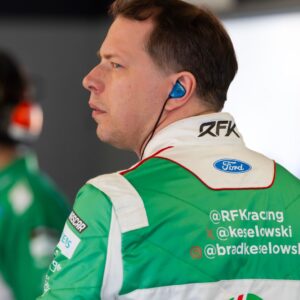 Feb 13, 2026; Daytona Beach, Florida, USA; NASCAR Cup Series driver Brad Keselowski during practice for the Daytona 500 at Daytona International Speedway.
