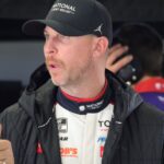 Feb 13, 2026; Daytona Beach, Florida, USA; NASCAR Cup Series driver Denny Hamlin (11) during NASCAR Cup Series practice at Daytona International Speedway