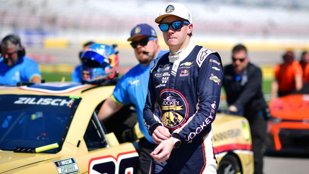 Mar 14, 2026; Las Vegas, Nevada, USA; Trackhouse Racing driver Connor Zilisch (88) during qualifying at Las Vegas Motor Speedway.