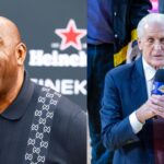 Magic Johnson (L), Pat Riley (R)