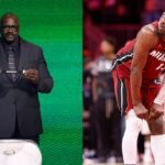 Shaquille O'Neal(L) and Bam Adebayo(R)