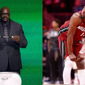 Shaquille O'Neal(L) and Bam Adebayo(R)