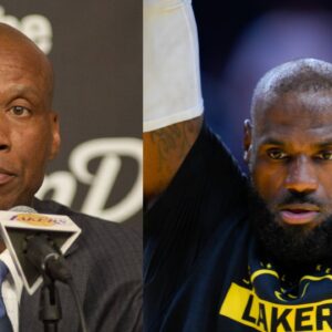 Byron Scott (L), LeBron James (R)