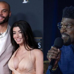 Dak Prescott and Sarah Jane Ramos (left) and Emmanuel Acho (right)