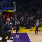 (L) LeBron James (R) Victor Wembanyama and LeBron James