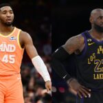 Donovan Mitchell (L) and LeBron James (R)