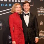 Nov 22, 2024; Charlotte, NC, USA; NASCAR Cup Series driver Daniel Suarez and wife Julia Piquet during the NASCAR Awards Banquet at Charlotte Convention Center