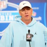 Cleveland Browns coach Todd Monken speaks during the NFL Scouting Combine at the Indiana Convention Center.