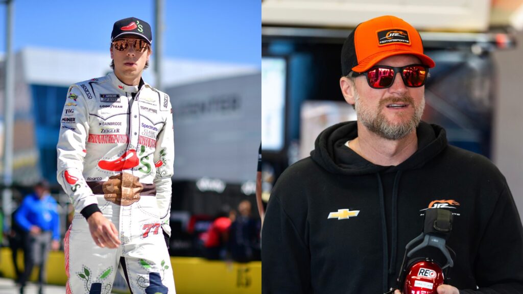Carson Hocevar (L) and Dale Earnhardt Jr. (R)