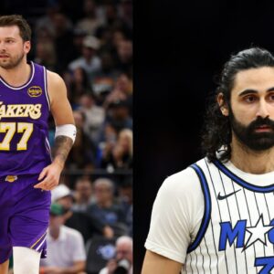 Luka Doncic (L), Goga Bitadze (R)