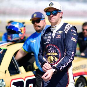 Mar 14, 2026; Las Vegas, Nevada, USA; Trackhouse Racing driver Connor Zilisch (88) during qualifying at Las Vegas Motor Speedway