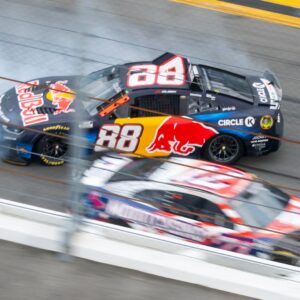 Feb 15, 2026; Daytona Beach, Florida, USA; NASCAR Cup Series driver Connor Zilisch (88) crashes during the 68th running of the Daytona 500 at Daytona International Speedway.