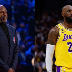 James Worthy (L), LeBron James (R)