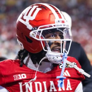 Indiana Hoosiers wide receiver Omar Cooper Jr. (3) against the Miami Hurricanes in the College Football Playoff National Championship game at Hard Rock Stadium.