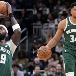 Bobby Portis (L), Giannis Antetokounmpo (R)