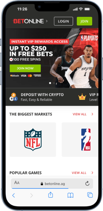 BetOnline sports betting homepage