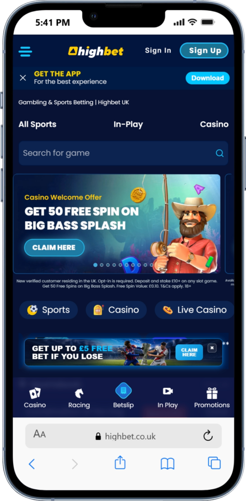 High Bet casino app UK promos