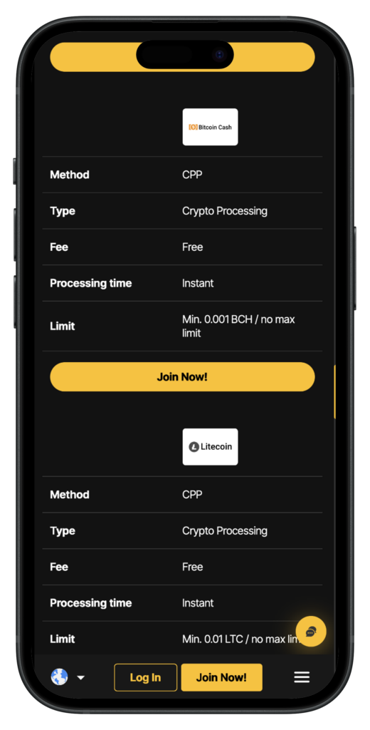 JustCasino Crypto Options