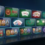Digital interface displaying multiple modern online casino platform screens with sleek design and professional lighting