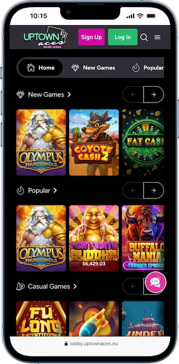 Real money slots on mobile at Uptown Aces Casino 