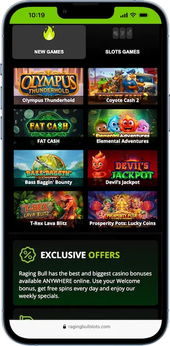 Play slots for real money at Raging Bull Slots 