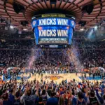 Madison Square Garden erupts as Knicks fans celebrate reaching the NBA Finals