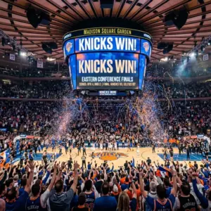 Madison Square Garden erupts as Knicks fans celebrate reaching the NBA Finals
