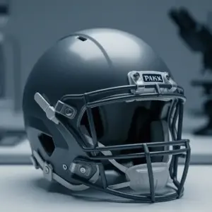 NFL football helmet in medical research laboratory symbolizing brain health and CTE studies