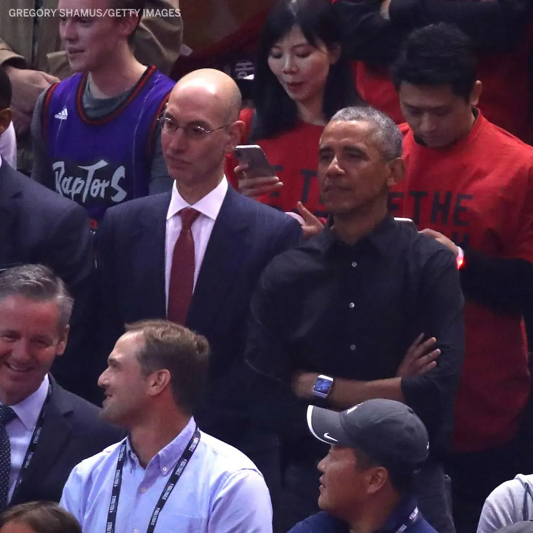 Barack Obama and NBA Commissioner Adam Silver at the 2019 NBA Finals.