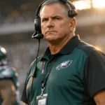 Eagles security chief Big Dom DiSandro on sideline looking authoritative during NFL game